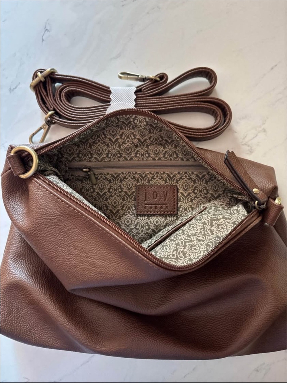 Joy Susan Vegan Classic Brown Crossbody Bag -